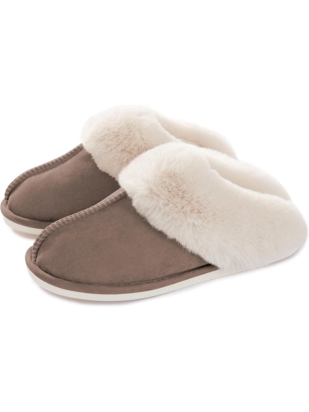 Womens Espresso Fluffy Non Slip Slipper Memory Foam Warm Cozy Indoor House Shoes